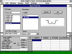 Screenshot of SIMPLY Roll Design software showing a microsoft windows dialog box